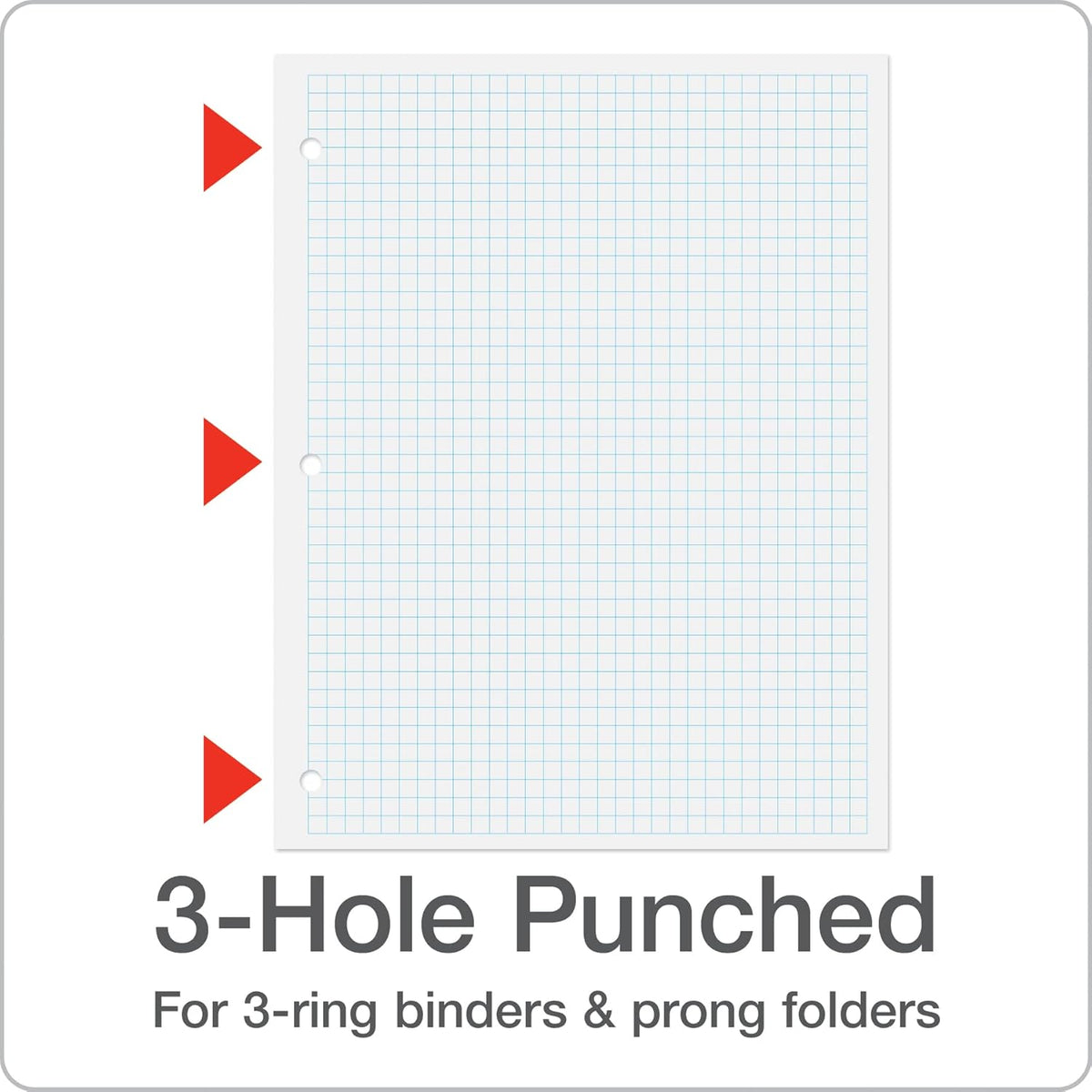 Oxford Loose Leaf Paper, Filler Paper Notebook Paper, 8-1/2" x 11", Graph Rule (4x4), 3-Hole Punched, 800 Sheets for 3 Ring Binders, 2 Packs of 400, White (62333)