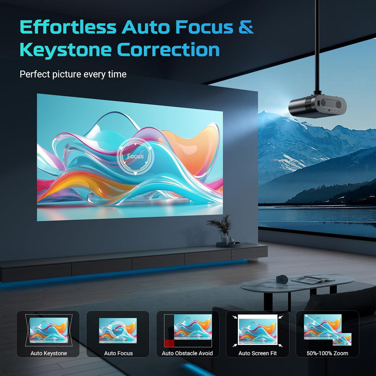 Mini Projector, GooDee HD Video Projector 1920x1080P Support, Outdoor Movie Projector DLP Home Theater Projector with Tripod&Bag, Support Fire TV Stick/PS4/HDMI/iOS /Android