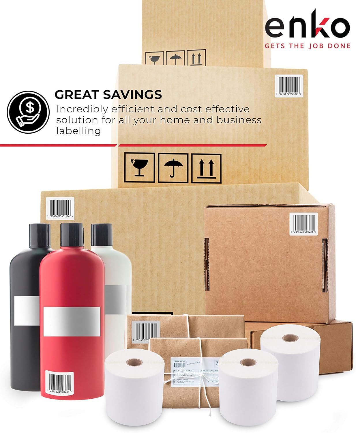 enKo 1 Roll 4" x 6" Direct Thermal 1000 Labels 3" Core - Address & Shipping Labels Compatible for Industrial Printer Zebra 220Xi4 ZT200 ZT400 ZT510 ZT600 Datamax NATO Intermec