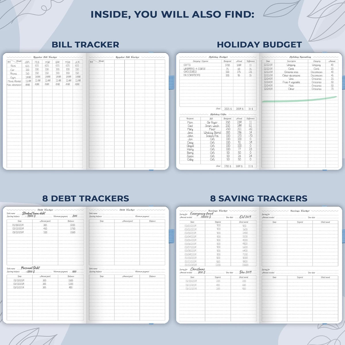 GoGirl Budget Planner – Monthly Financial Planner Organizer Budget Book. Expense Tracker Notebook Journal to Control Money, Compact (Light Blue)