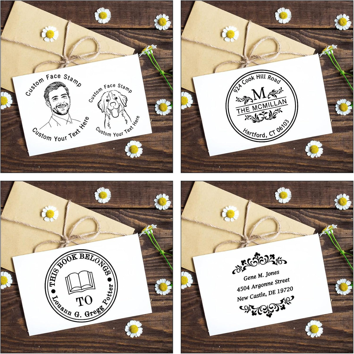 Self Inking Custom Address Stamp Personalized Stamps for Business Customized Rubber Stamps Teacher Stamper, Rubber Stamp with Text