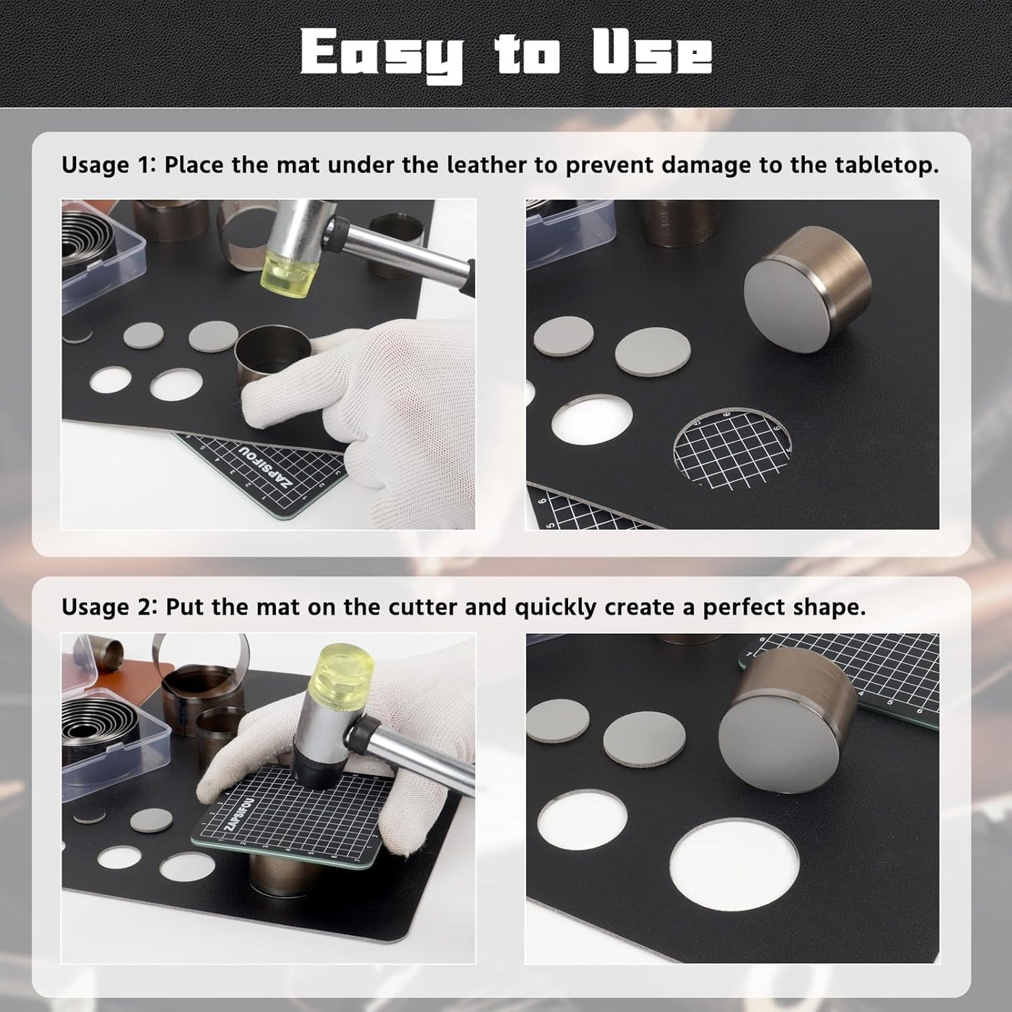 21 Pieces Leather Circle Cutter Tool Set, Hole Punch Tools with 1-12mm 15 20 25 30 35 40 45 50 55mm, High Carbon Steel Round Cutting Dies, Hole Punch Tool Kit for DIY Leather Crafts