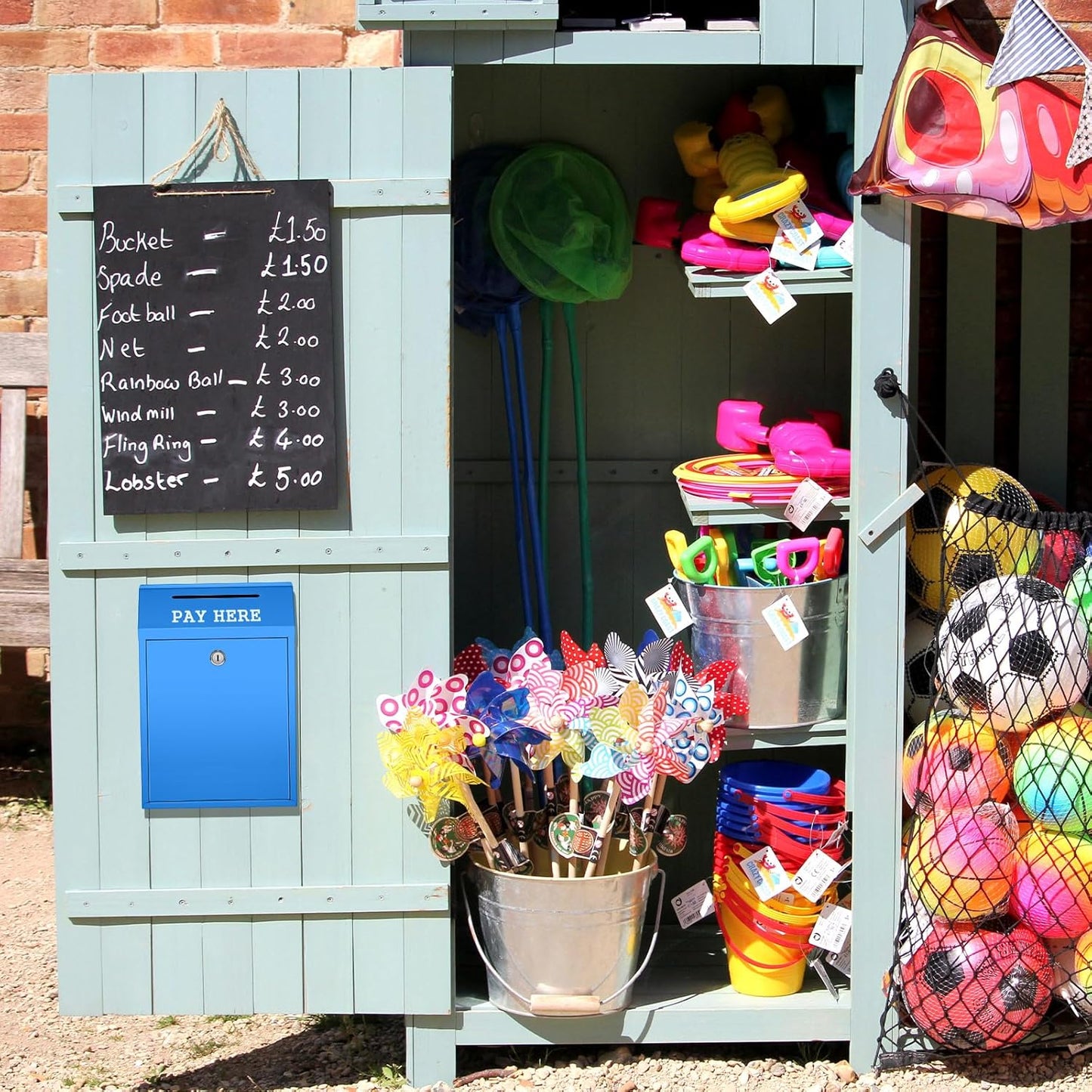 Safe Cash Box Money Collection Metal Donation Box with Lock Wall Mount Pre Drilled Mailbox Delivery Ballot for Home Office Outdoor Self Serve Stand(Blue,11.8 x 8.6 x 4.7 Inch)