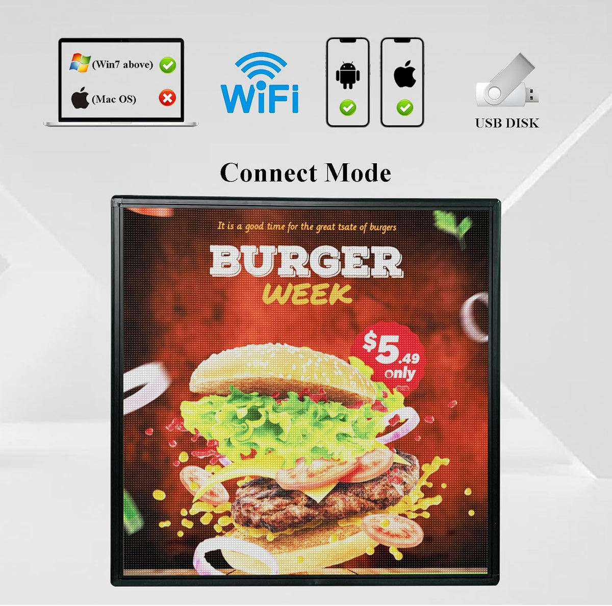 P6 Outdoor Full Color 40'' x 40'' Scrolling LED Display Digital Signage For HD images and HD Video led Sign Electronic Message Board With High Brightness For Store Advertising