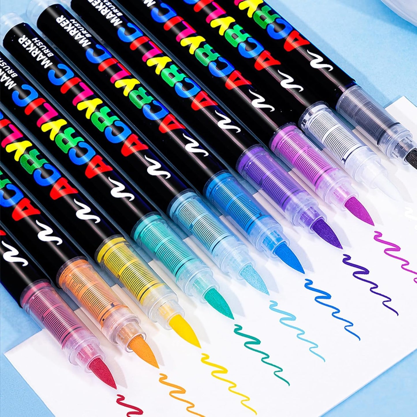 Acrylic Paint Pens, Soft Brush Tip Markers, Ideal for Canvas, Rock, Wood, Stone, Glass, Ceramic, Fabric Painting, DIY Crafts (12 Pcs White)