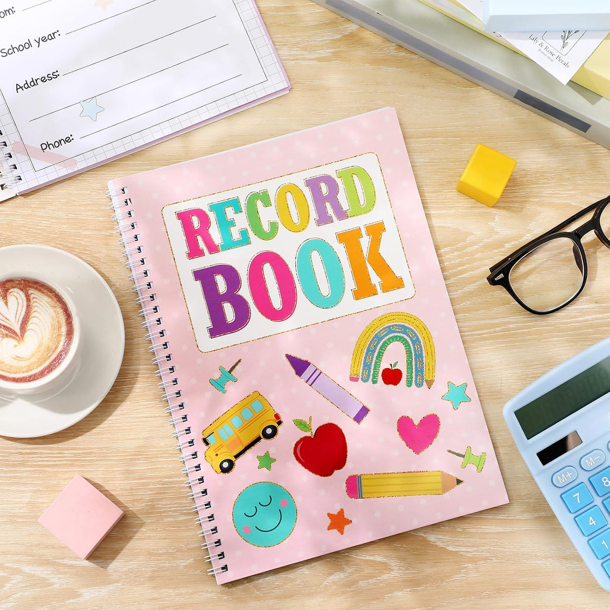 Fuyoooo Teacher Record Book Teacher Grade Books 2025-2026 Spiral Bound Record Class Grade Book Office Favors Gift for Classroom Attendance Supplies Decoration Double Sided(Pastel)