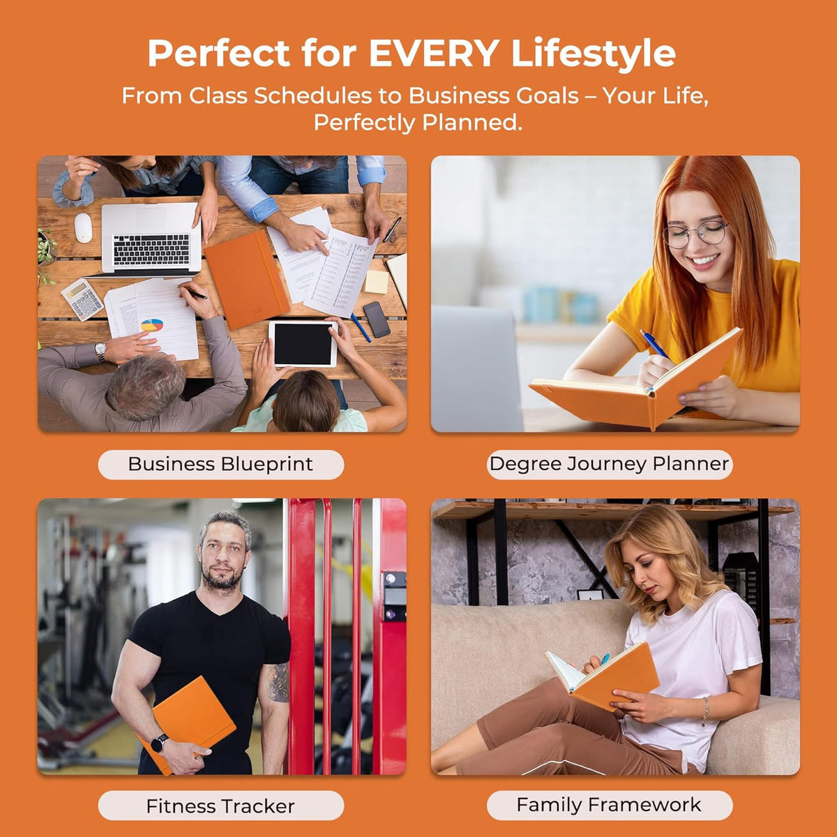 Weekly Monthly 2026 Planner (Jan.26-Dec.26),11.5"x8.5",12 Months Agenda Plan with Month Tabs & Pocket,Expenses/Note Pages, Appointment Book Calendar with Hardcover Vegan Leather Cover,Orange