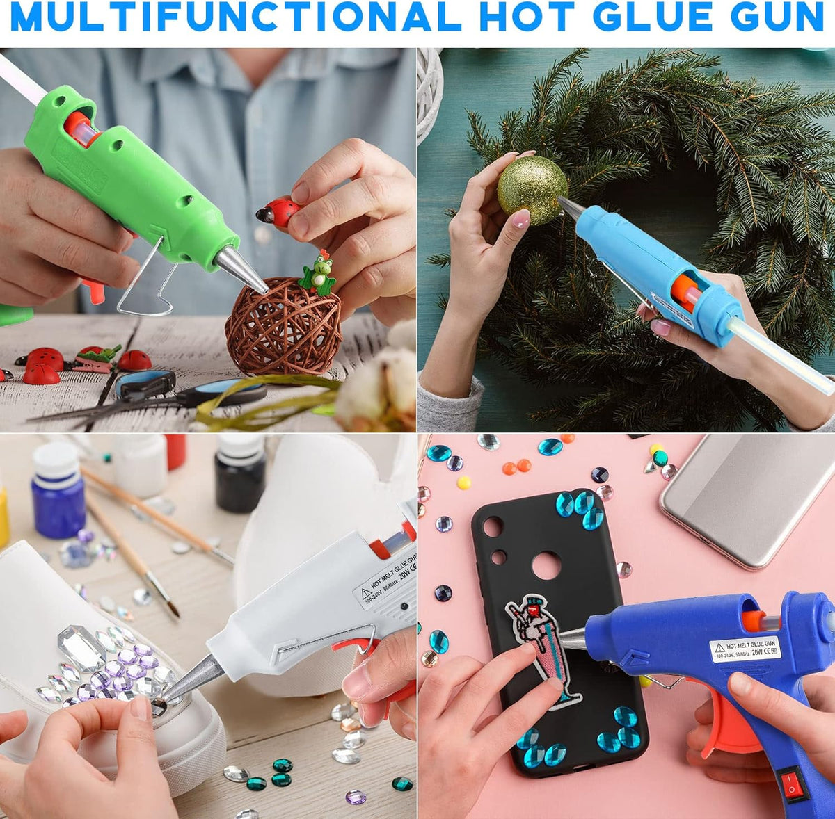 Zhengmy 16 Pcs Mini Hot Glue Gun with 40 Sticks Crafts Hot Glue Guns High Temp Repairs Kit for School DIY Arts Class Projects Office Home Quick Repairs