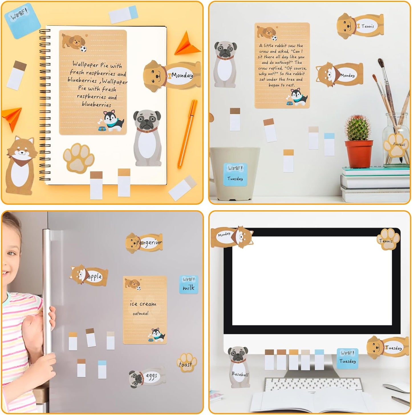 Xqumoi I Just Really Like Dogs Sticky Notes Set, 550 Sheets, Cute Cartoon Puppy Self-Stick Notes Pads Animal Divider Tabs Bundle Writing Memo Pads Back to School Office Supplies Small Gift