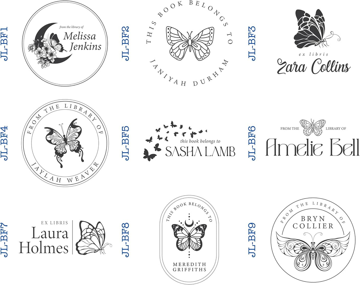 Personalized Library Book Stamp with Beautiful Butterfly Theme - Custom Embosser for Exquisite Ex Libris Imprints - Embossing Stamp - Personalized Book Embosser - Custom embossers (1 5/8” x 1 5/8”)