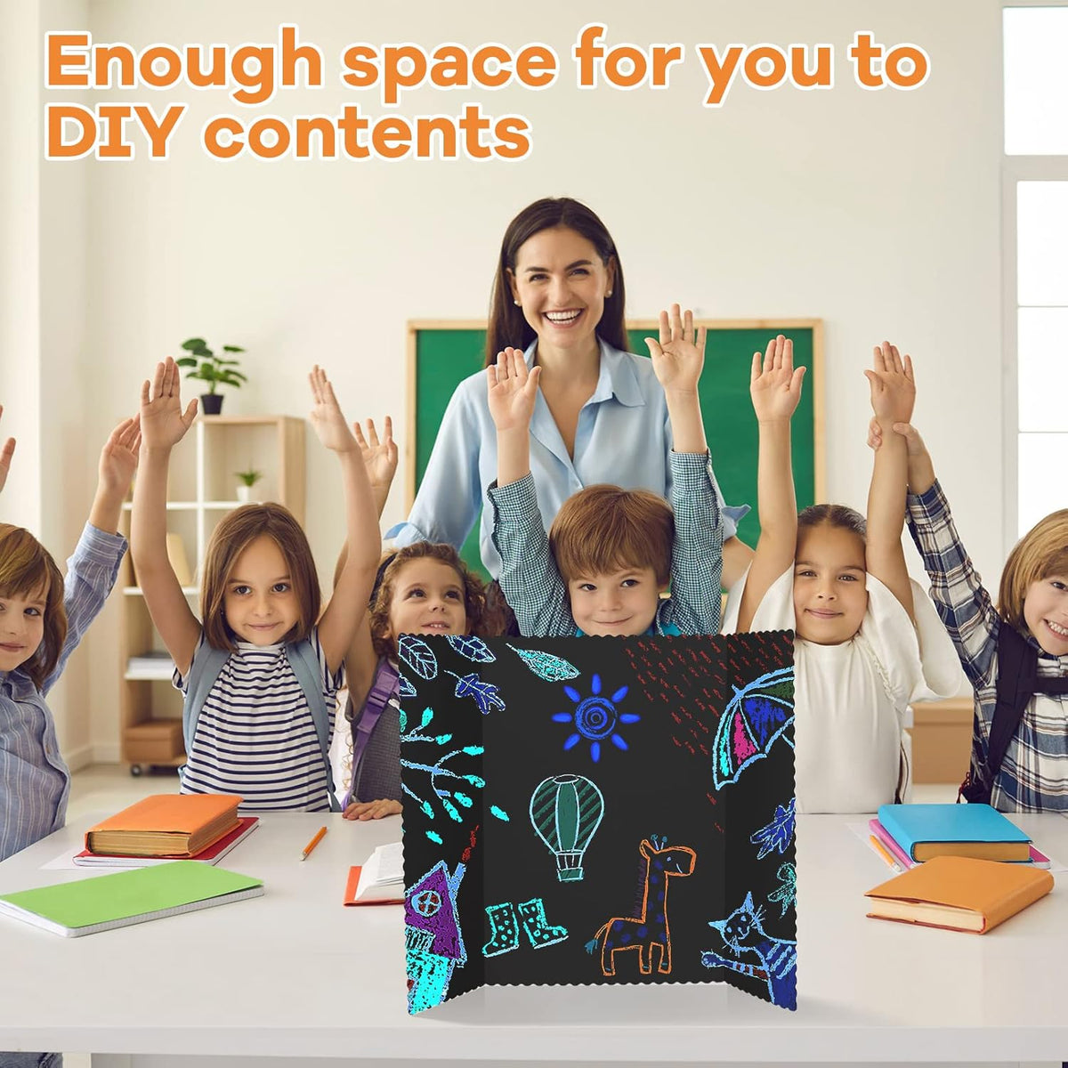 12 Pieces Tri Fold Poster Boards Bulk, Lightweight Science Display Boards, Trifold Presentation Display Board for Science Fair Project(14 x 22 Inch,Black)
