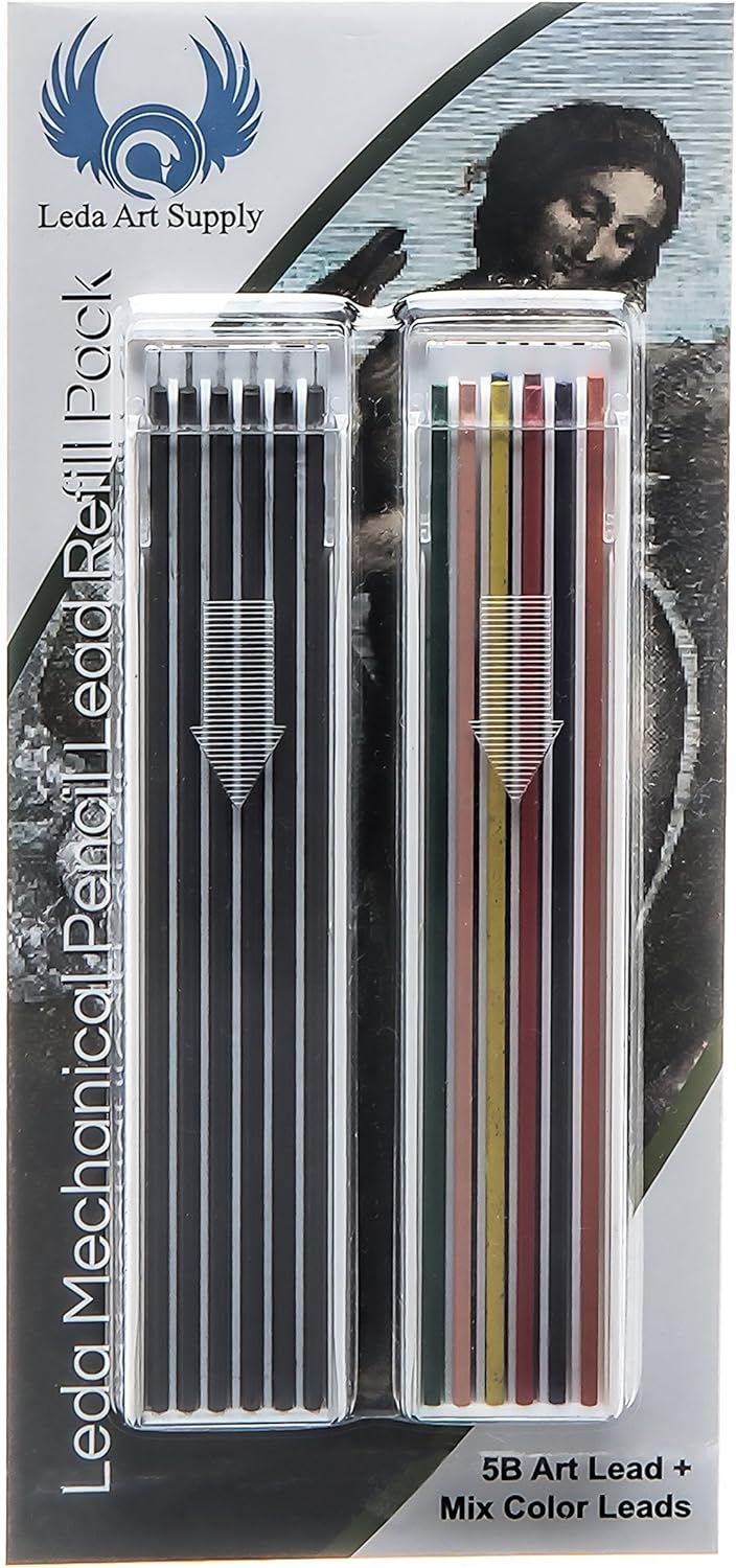 Leda Mechanical Pencil Black and Mixed Colors Lead Refill Pack for drawing and sketching