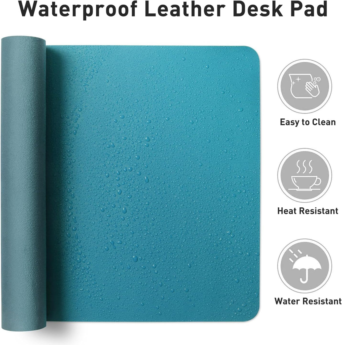 Aothia Leather Desk Pad Protector, Mouse Pad, Office Desk Mat, Non-Slip PU Leather Desk Blotter, Laptop Desk Pad, Waterproof Desk Writing Pad for Office and Home (Turquoise,36" x 17")