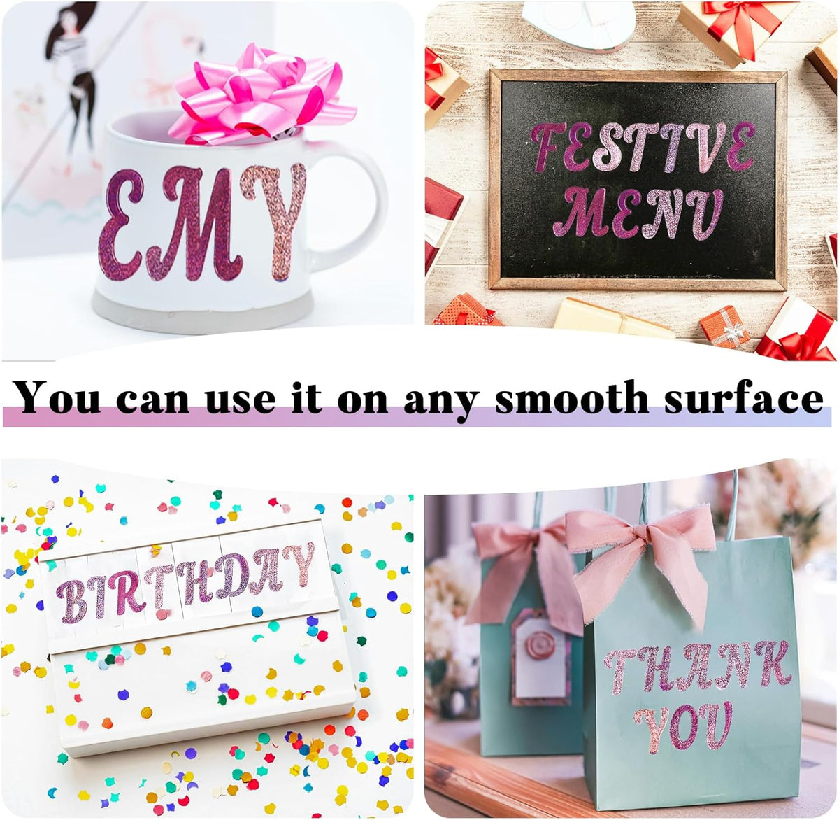 Glitter Letter Stickers, 10 Sheets 2 Inches Self-Adhesive Vinyl Letters Alphabet Sticker Decals for Scrapbook,Door,Mailbox,Bulletins Boards - Pink