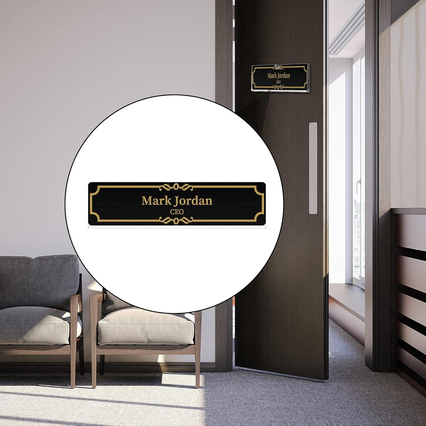 Acrylic Wall Name Plate Holder, Door Plate with Adhesive Tapes, Clear Sign Holder Frame, 2"x8", 5 Pack
