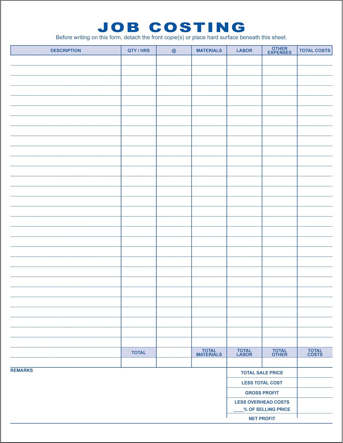 Job Invoice, 2 Copy (Duplicate), 8.5"x11" - Personalized for Free (500-Forms)