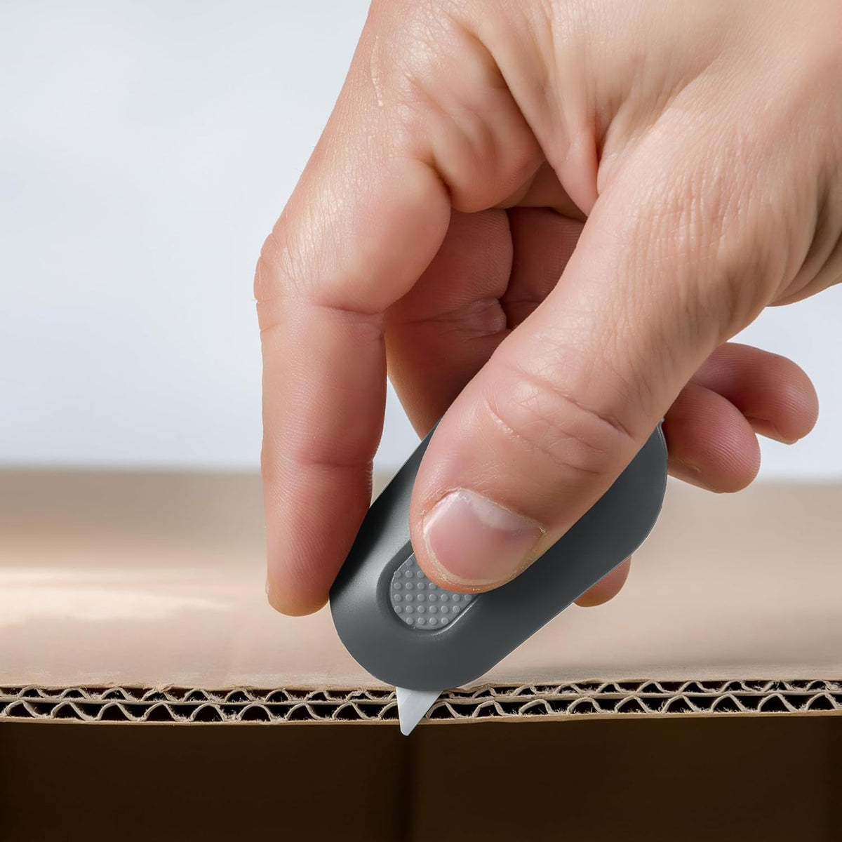 Slice Mini Box Cutter | Manual Retracting | Safe Ceramic Box Cutter Lasting 11x Longer than Metal | Box Opener | 1 Pack | Millennial Gray