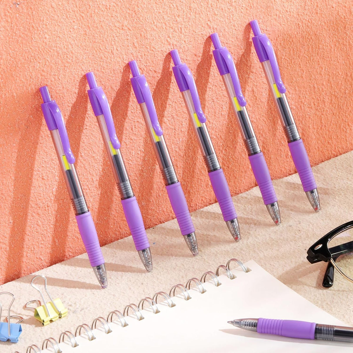 Jetec 500 Pcs Premium Gel Roller Pens Bulk, Fine Point 0.7 mm, Retractable Gel Ink Roller Ball Pens for Writing Journaling Taking Notes Office (Purple)