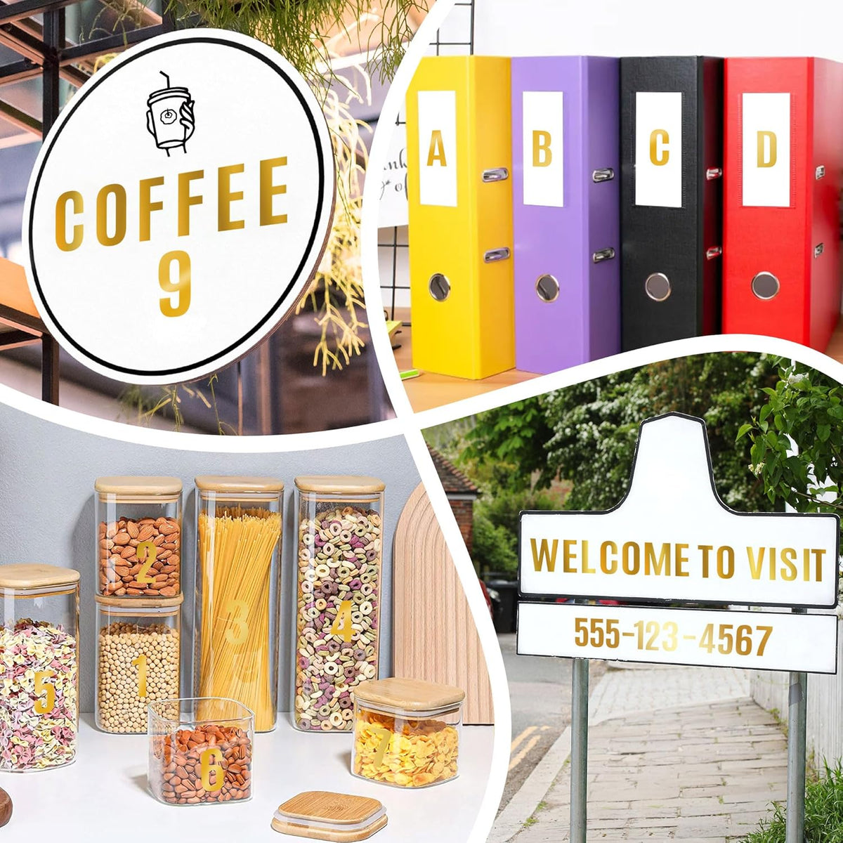 2142 PCS 42 Sheets Letter Stickers Mailbox Numbers and Letters Self Adhesive Vinyl Waterproof Alphabet Number Stickers for Mailbox Address,Craft,Water Bottles, Sign, Door, Home Decor (2 Inch,Gold)
