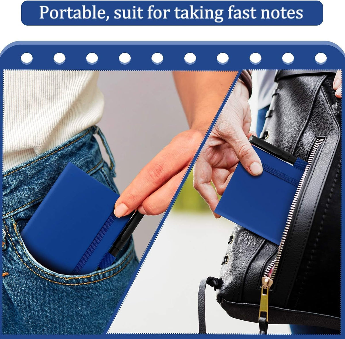 Laumoi 36 Sets Pocket Notebook Journals with Pens A6 Cute Small Journal Notebook Ruled Lined Mini Notepad Hardcover Executive Notebooks Set with Pen Holder for School Office, 3.7 x 5.7 Inch (Royal)