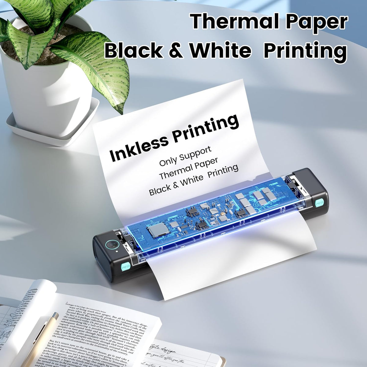 Phomemo M08F Portable Printer Wireless for Travel, Thermal Bluetooth Inkless Printer for 8.5" X 11" Thermal Paper, Compatible with Android iOS Phone Laptop, with Case