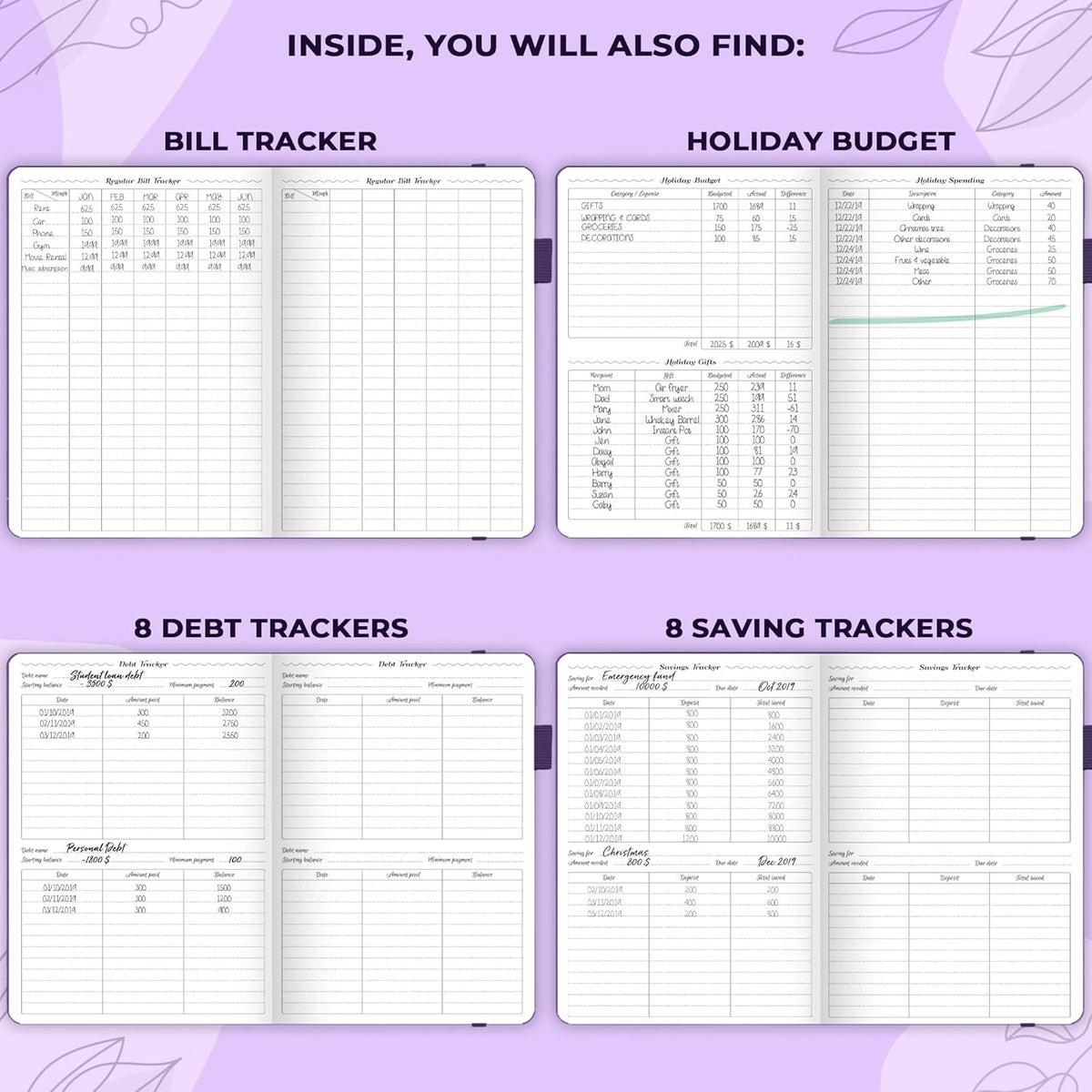 GoGirl Budget Planner – Monthly Financial Planner Organizer Budget Book. Expense Tracker Notebook Journal to Control Money, A5 (Purple)