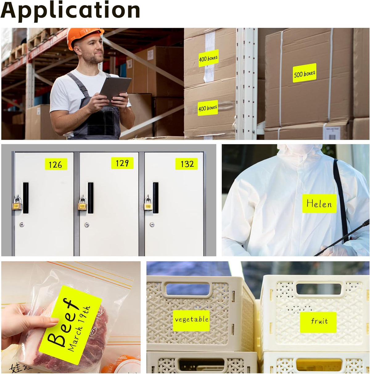 PARLAIM 3 X 5 Inch 1000Per/4Rolls Rectangle Inventory Color Coding Labels,Roll Square Label Stickers for Home (Fluorescent Yellow)