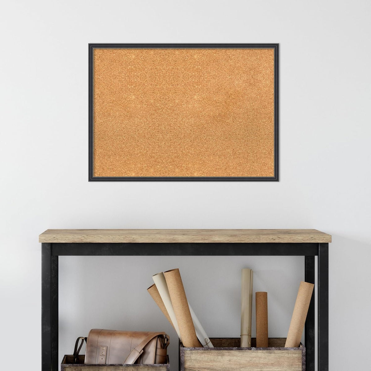 Amanti Art Natural Cork Board for Wall, 21x29 Vision Board with Black Wood Frame, Medium Corkboard Office Decor for Home Organization, Traditional Corkboard Pinboard to display items for home