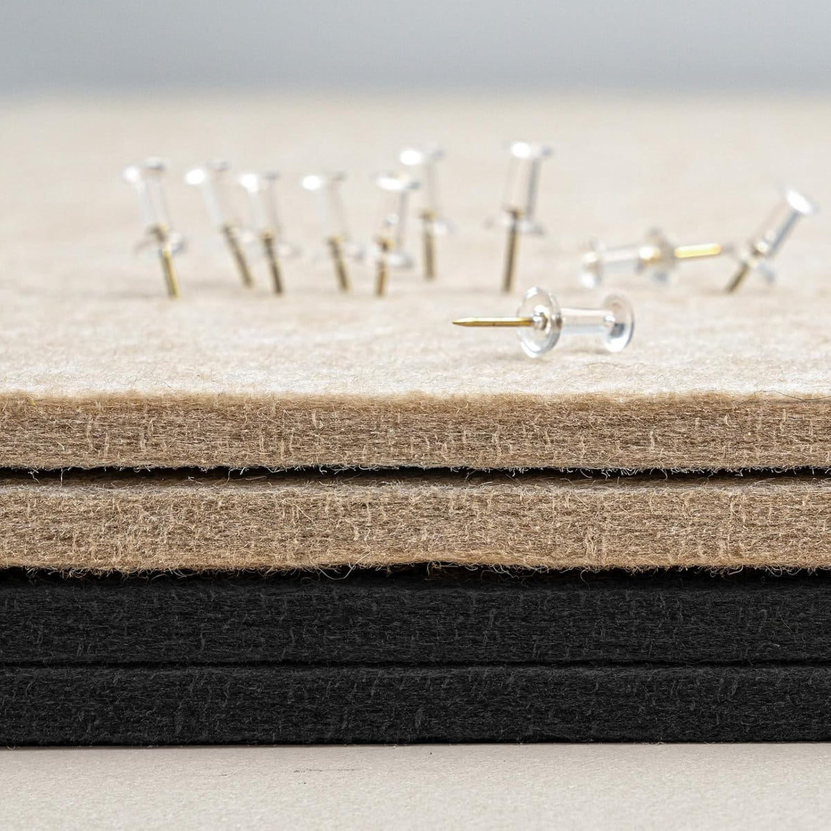 Bulletin Board, 24 x 18 inches Decorative Felt Pin Board, Cork Board Alternative for Wall, Foldable Photo Board Self-Adhesive Vision Board Mood Board with 20 Pushpins - Black