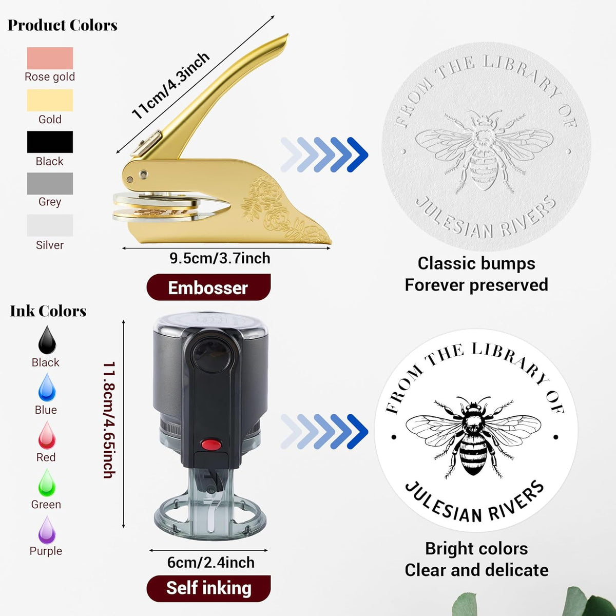 Easycosy Personalized Book Embosser | Custom Embosser & Stamps from The Library of | Book Stamp Personalized with Your Name & Choice Birthday Gifts for Book Lover(Animal 3)