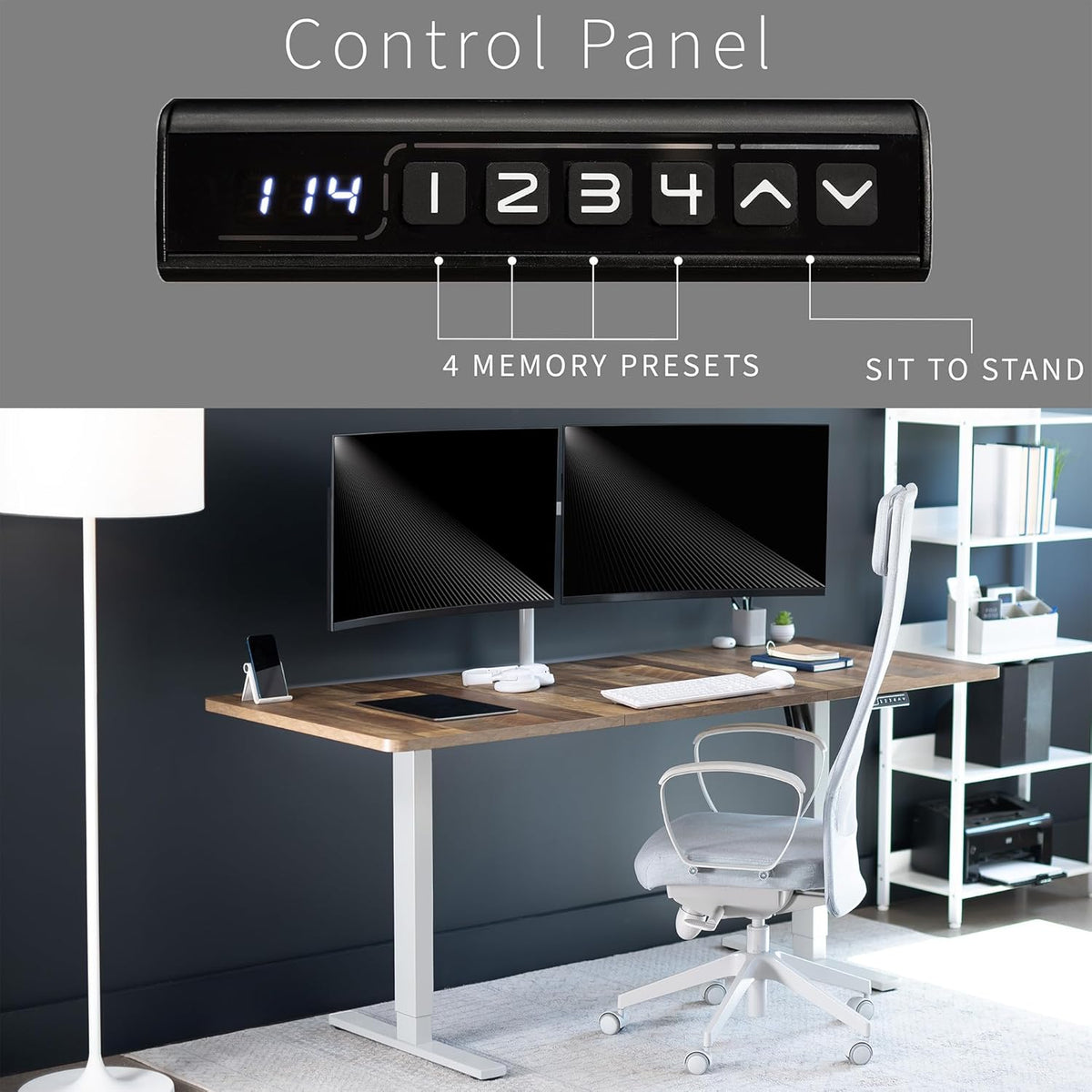 VIVO Electric 71 x 30 in Standing Desk, Memory Height Adjustment, 1B Series, Reclaimed Wood Top White Frame, DESK-KIT-1W7P