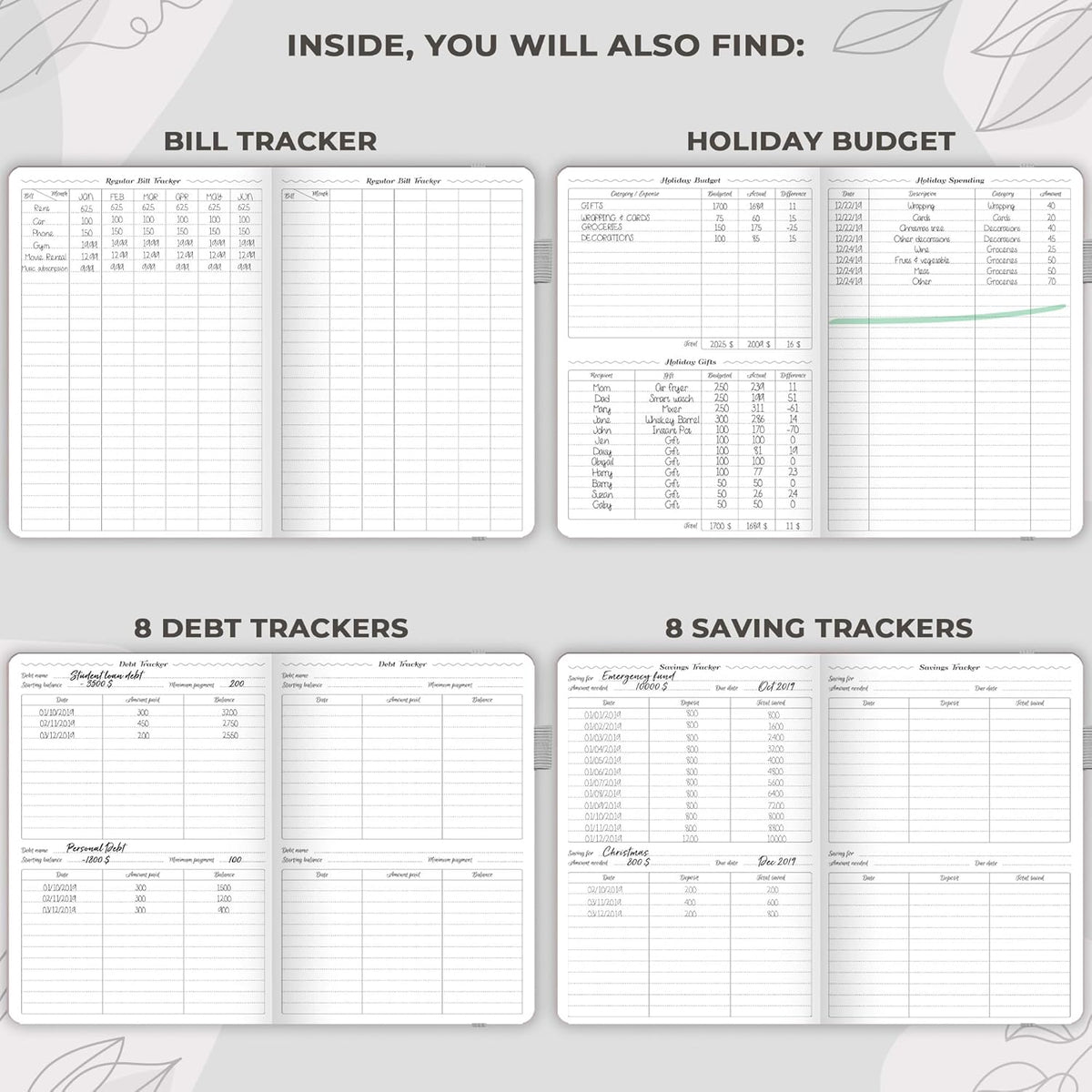 GoGirl Budget Planner – Monthly Financial Planner Organizer Budget Book. Expense Tracker Notebook Journal to Control Money, Compact (Gray)