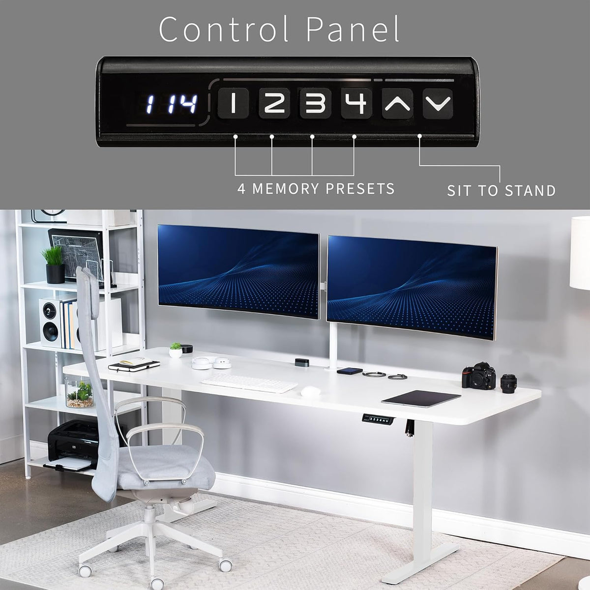 VIVO Large Electric 83 x 30 in Standing Desk, Memory Height Adjustment, 1B Series, White Top White Frame, DESK-KIT-1W8W