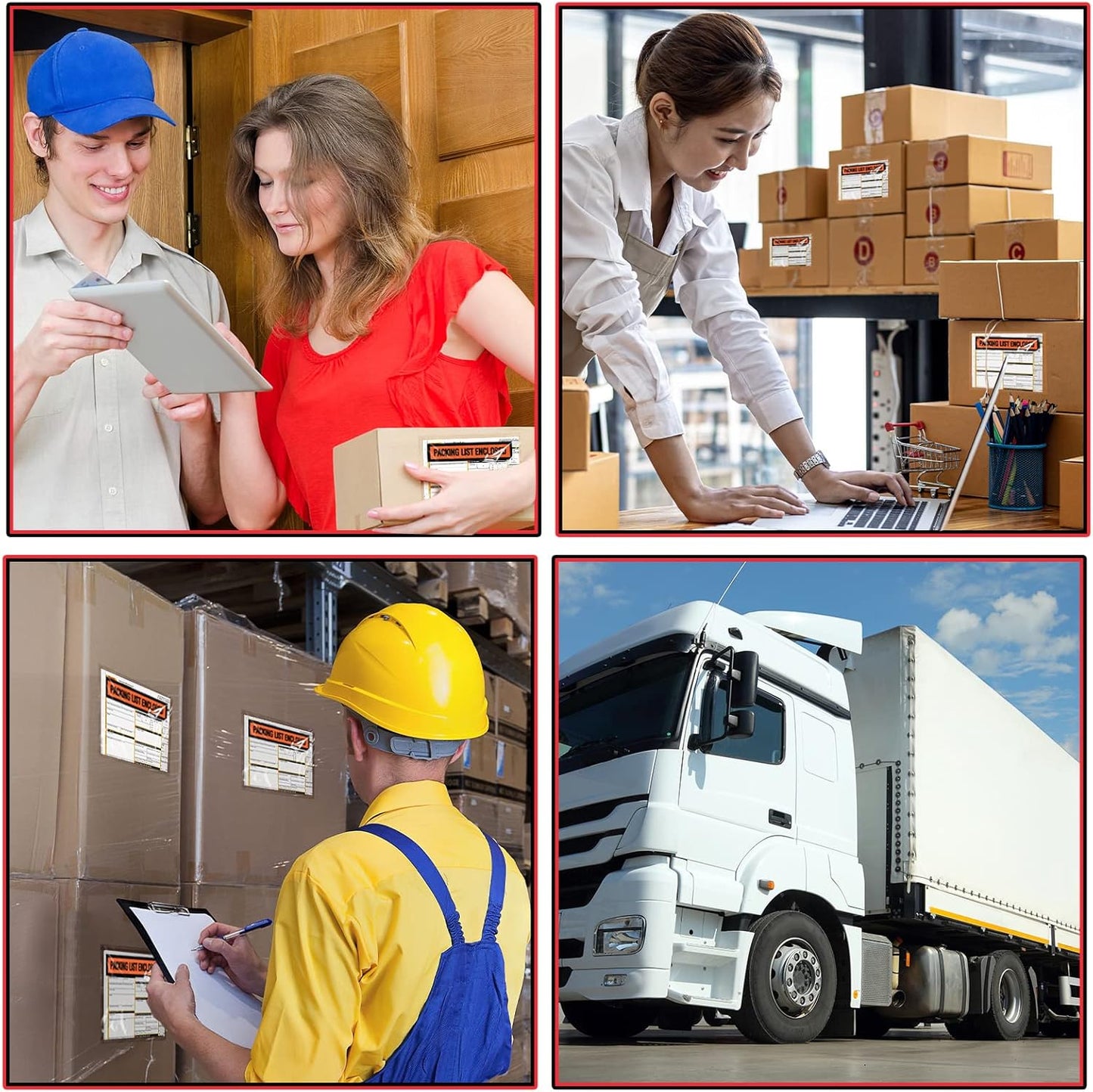 1000 Pcs Packing Slip Envelope Pouches Clear Self Adhesive Shipping Label Sleeves Waterproof Packing List Envelopes Pockets Top Loading Shipping Pouches Enclosed Bags (Orange,4.5"x 5.5")