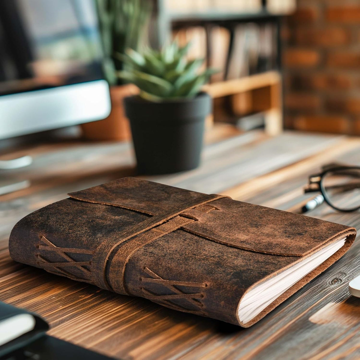 LEATHER VILLAGE Vintage Leather Journal 8"x6" - Brown | 240 Lined Pages | Rustic Notebook for Travel, Office & Personal Use | Handmade College Ruled Diary for Men & Women