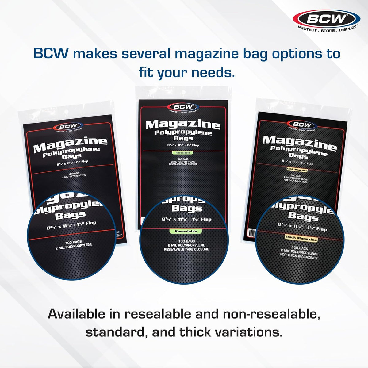 BCW Thick Magazine Bags - 1 Pack of 100 | Acid-Free, Clear Polypropylene Sleeves for Archival-Quality Storage of Collectible Magazines | Protect and Showcase Your Valuable Comic Book Collection