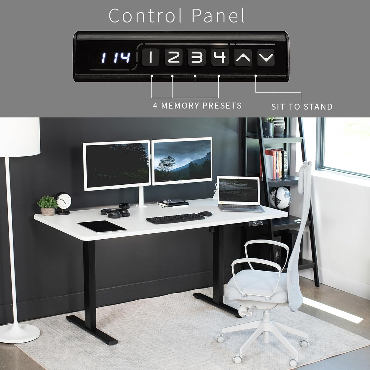 VIVO Electric 71 x 30 in Standing Desk, Memory Height Adjustment, 1B Series, White Top Black Frame, DESK-KIT-1B7W