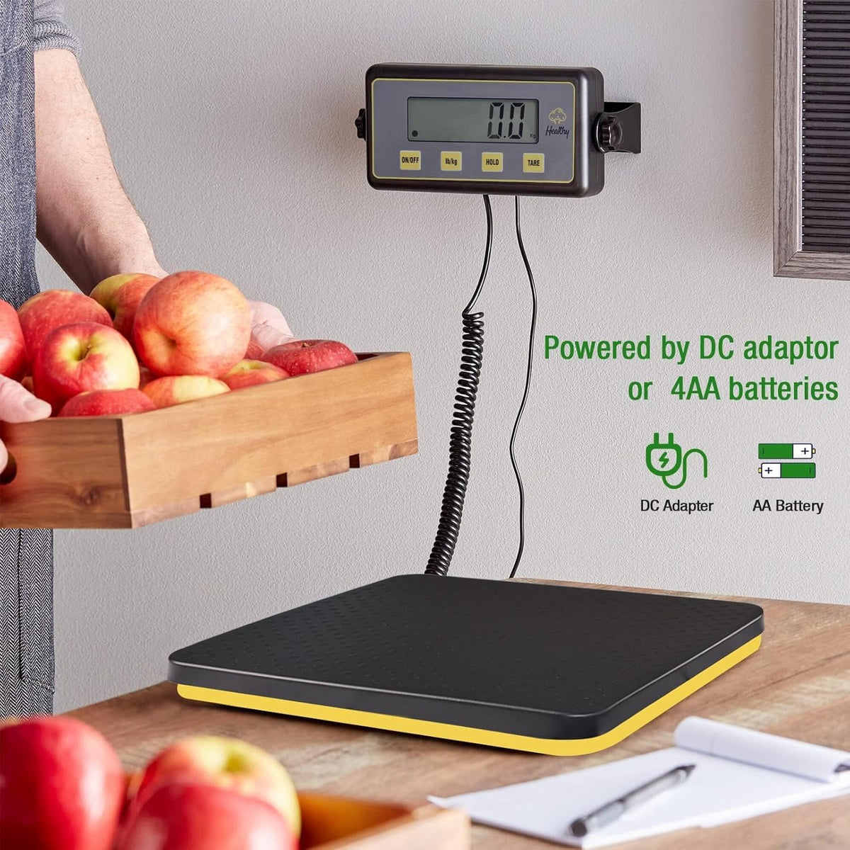 150lbs Commercial Scale Digital Receiving Scale with Anti-Slip Aluminum Platform, High Accuracy Food Scale with Hold/Tare/Auto-Off, Kitchen Scale with LCD Display for Restaurant/Cater