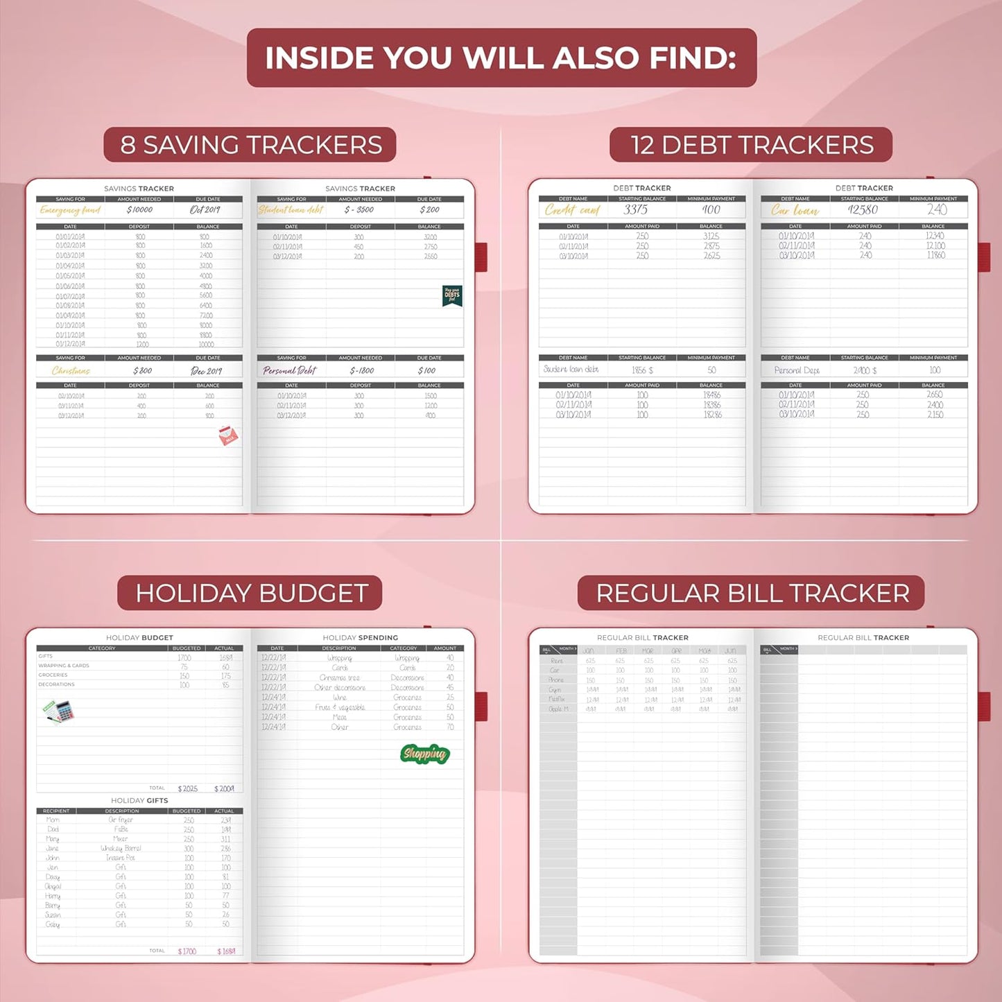 Clever Fox Budget Planner - Expense Tracker Notebook. Monthly Budgeting Organizer, Finance Logbook & Accounts Book, Bill Tracker, A5 (Red)