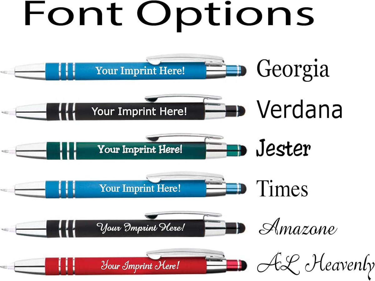 ExpressDesigns™ - Personalized Pens Gift Set - 2 Pack of | LED Flashlight Soft Touch Metal Pens w/gift box | Luxury Ballpoint Pen Custom Engraved with Name or Message | Light Up Pens (Black - Blue)
