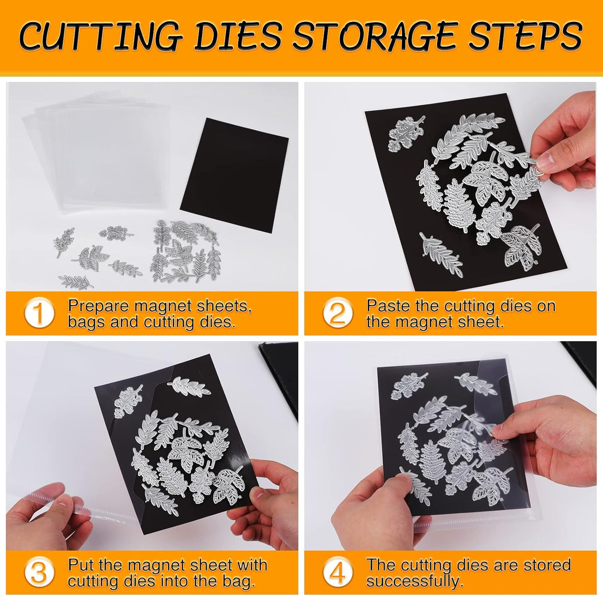 20 PCS Stamp and Die Storage Bag and Rubber Magnetic Sheets,die Storage Set for Storage Die Cutting, DIY Scrapbooking