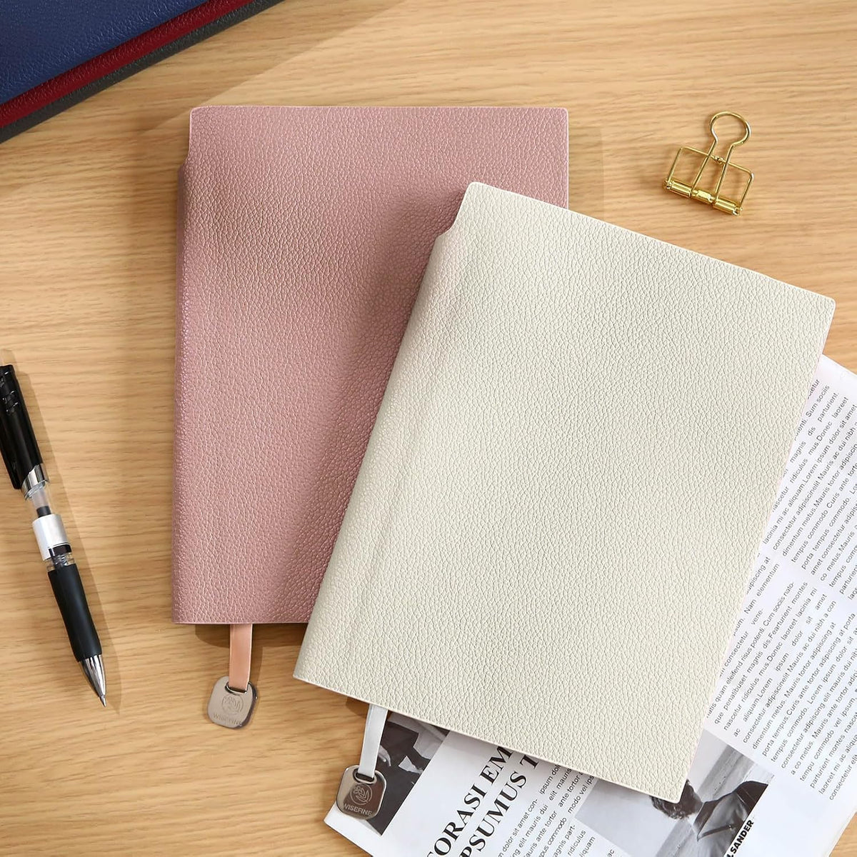 Lined Journal Notebook for Women A5 Softcover PU Leather Journals for Writing, 160 Pages Daily Journaling, College Ruled Notebooks for Work School, Business 6.38'' X 8.28'' Off White