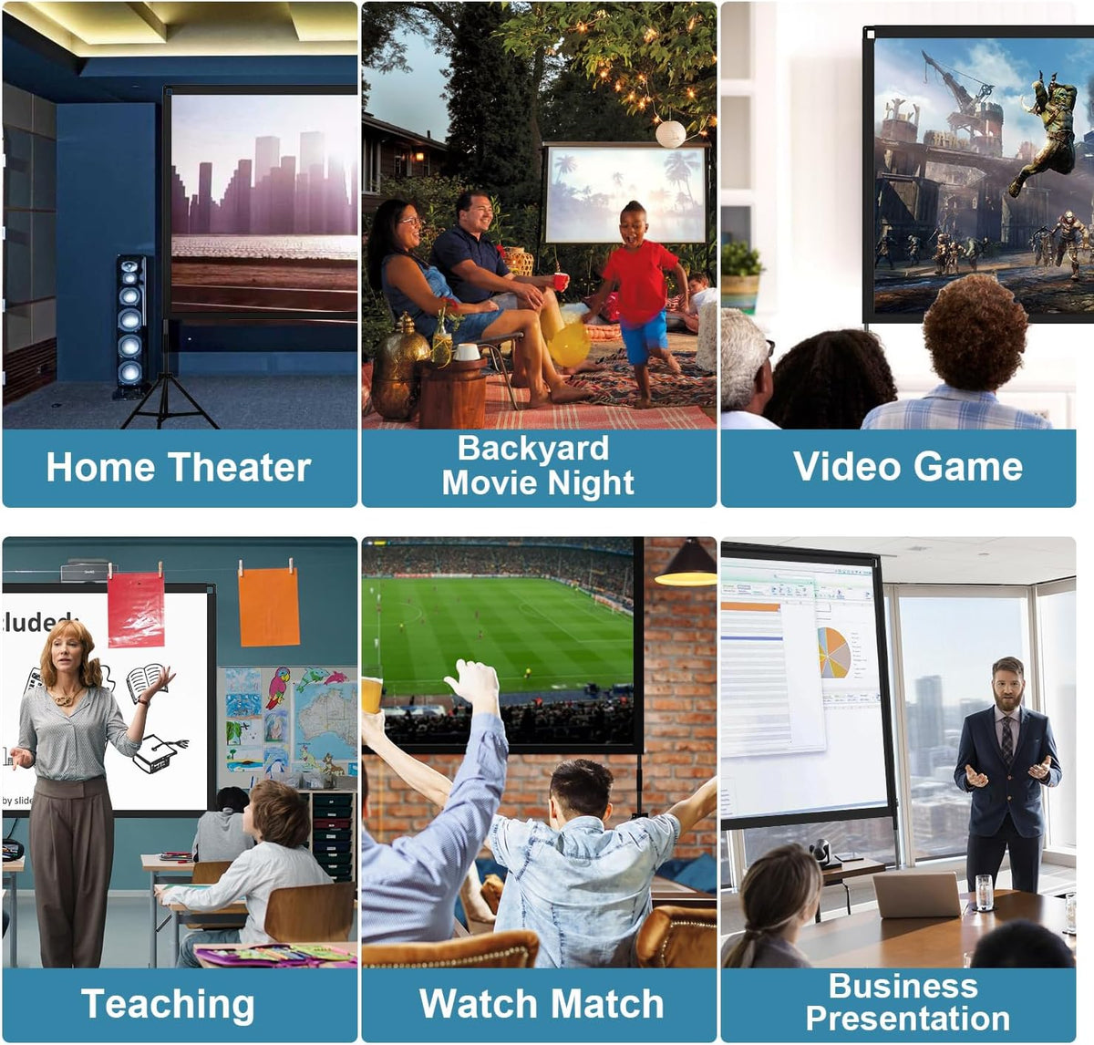 Projector Screen with Stand, Towond 120 inch Portable Movie Screen Indoor Outdoor 16:9 HD Front Rear Projection Screen with Carry Bag Wrinkle-Free and Foldable Polyester Fabric Design for Home Theater