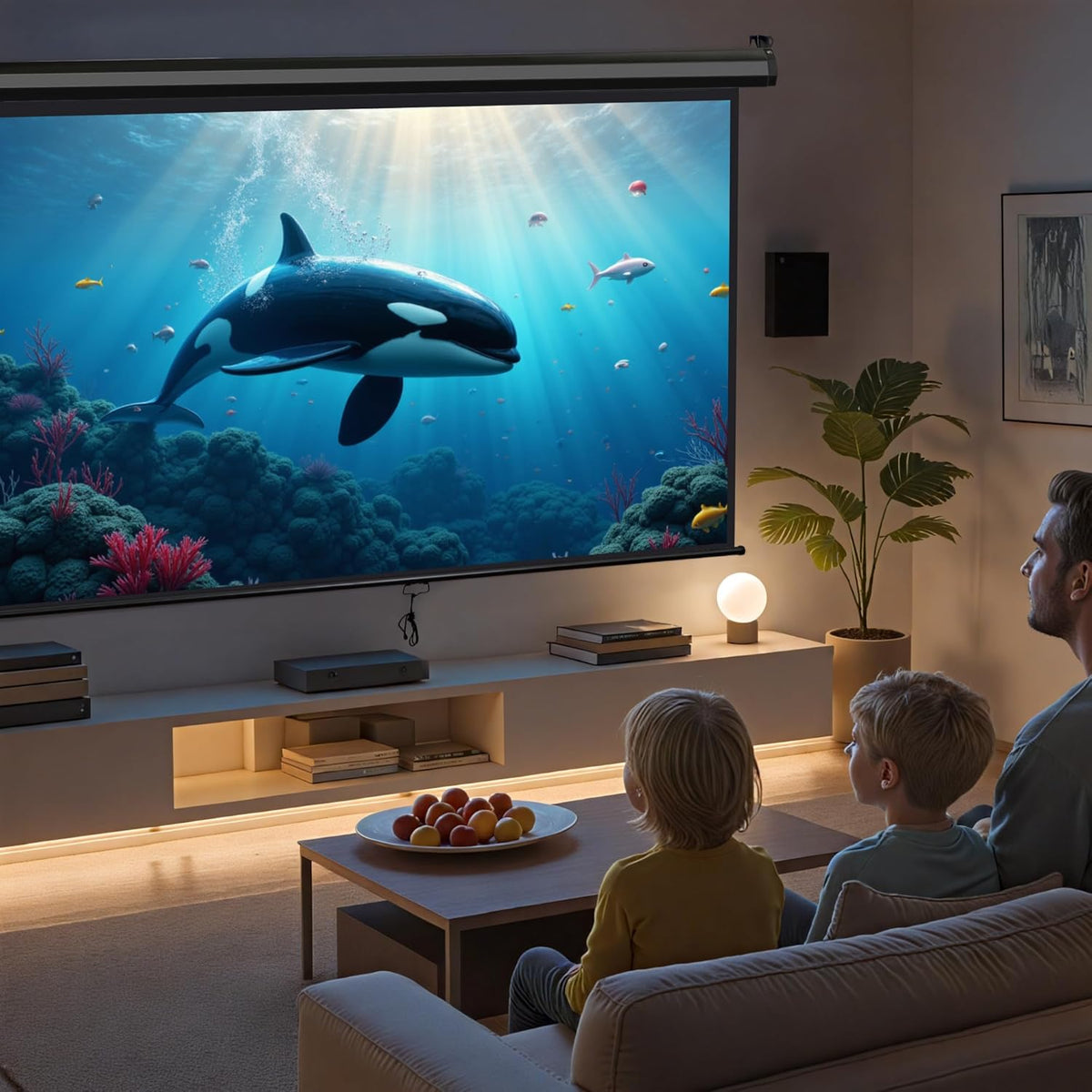 ZENY Outdoor Projector Screen Pull Down 100 Inch 16:9 HD Projection Screen Folding Home Theater Portable Indoor Outdoor Movie Screen