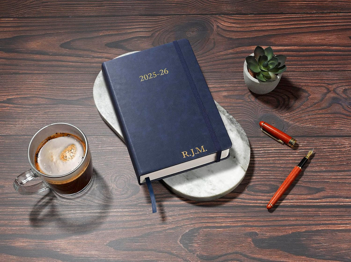 Wykeham's Executive 2025-26 Daily Journal Planner – Mid-Year Academic Diary (Personalized Royal Blue, 8.5"×5.5")