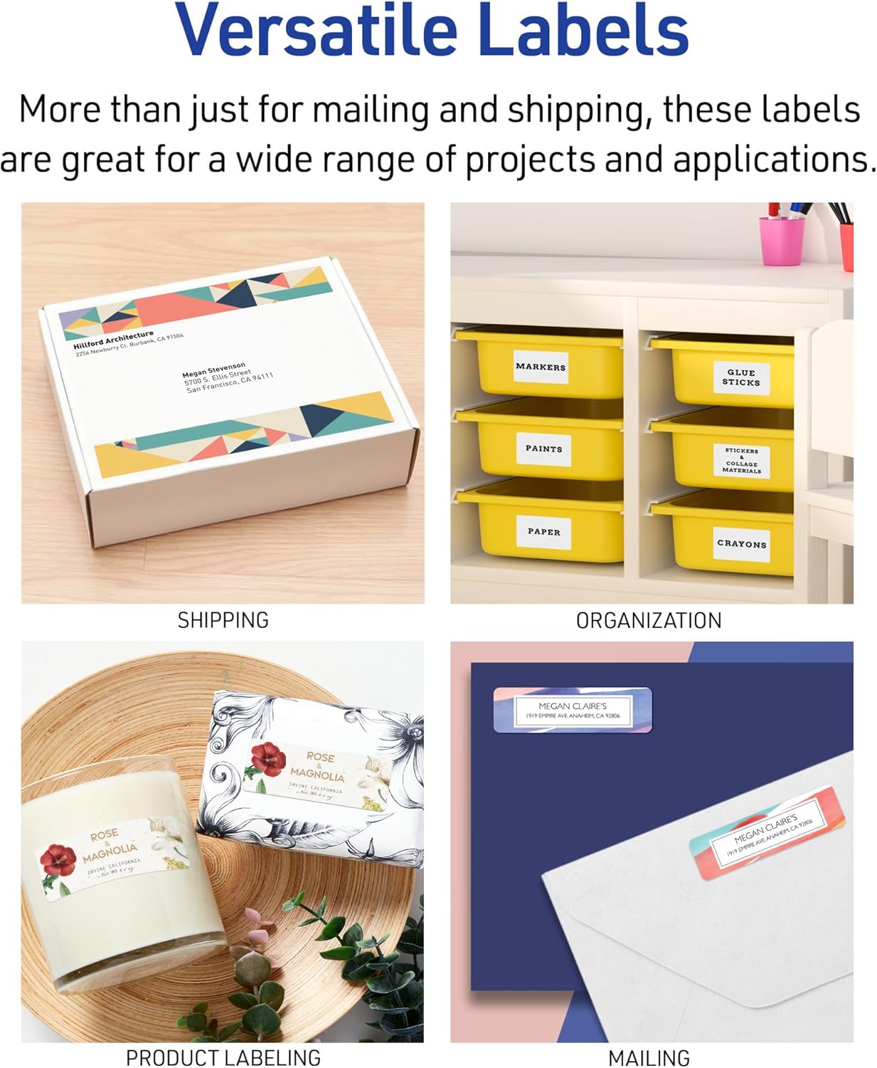 Avery Easy Peel Printable Address Labels with Sure Feed, 1" x 2-5/8" Customizable Stickers, White, 750 Blank Mailing Labels, Great for Mailing, Shipping, and More (5260)