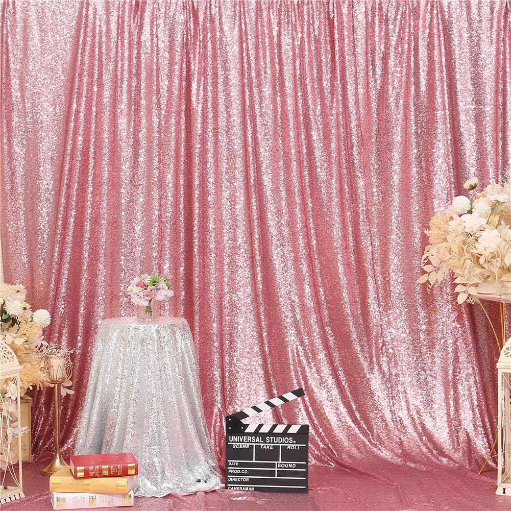 Eternal Beauty Fuchsia Pink Sequin Backdrop, 7x7 Ft Glitter Background Curtains for Shimmer Photography Party Wedding Birthday Back Drop Decor