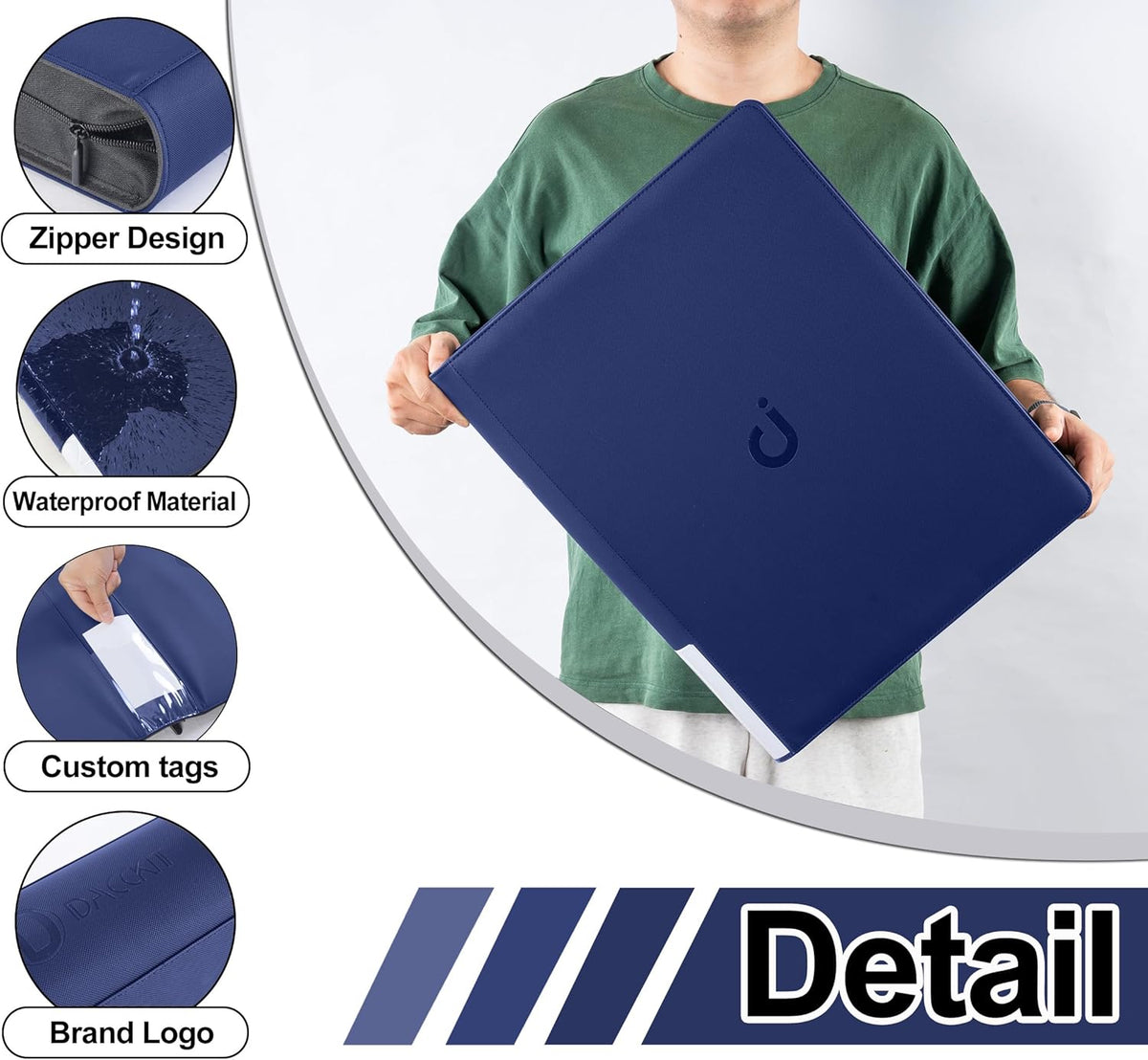 Premium Card Binder 16 Pocket - Fits 1600 Cards,4X4 Ringless Card Album with Sleeves for Trading Cards & Sports Cards(Model C,Classic Navy Blue)