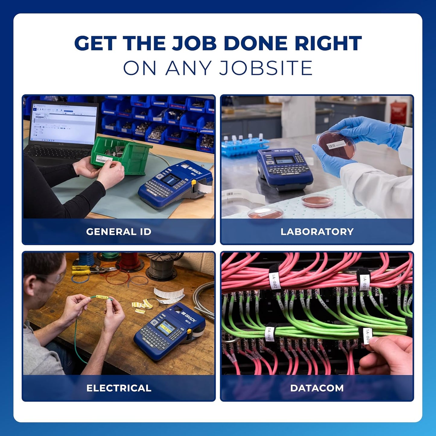 Brady M510 Portable Industrial Label Printer Kit with Carrying Case, Label Cartridge, Rechargeable Battery and Charger, 3.75" H x 5.75" W x 10" D