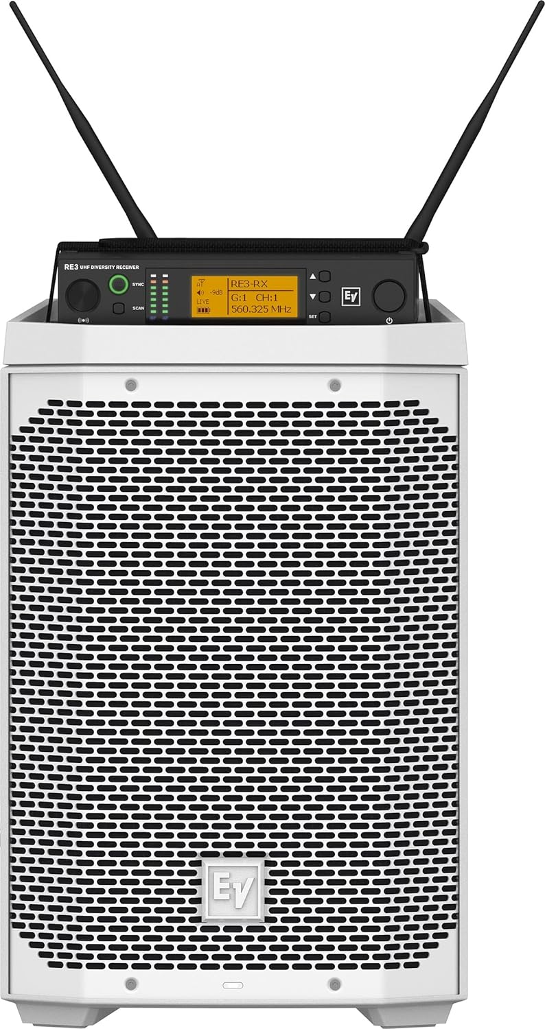Electro-Voice EVERSE 8 8" 2-Way Battery Powered Loudspeaker with Bluetooth, Automatic Feedback Suppression, and Music Ducking, White